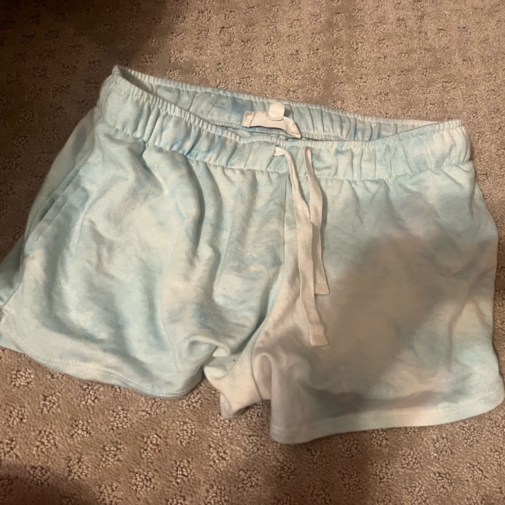 blue and white tye dye comfy shorts